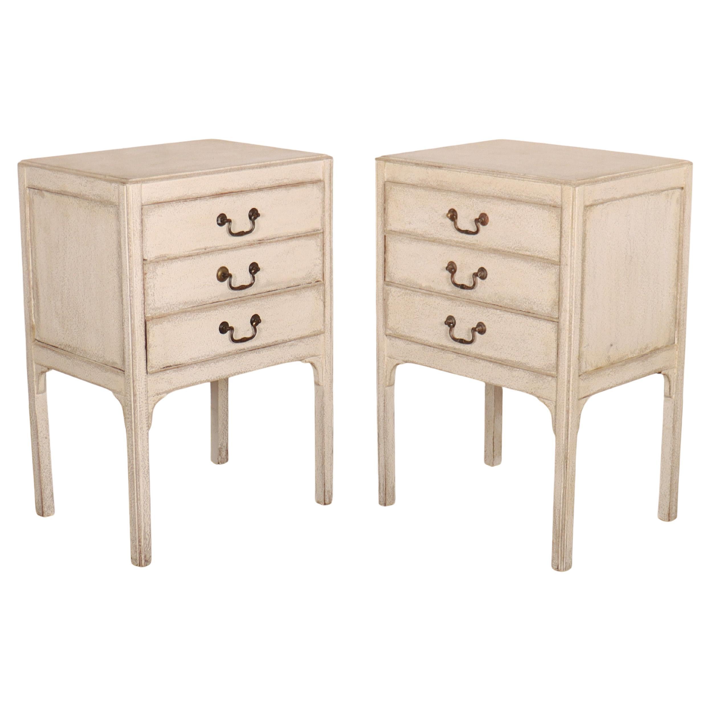 Pair of English Painted Bedside Chests