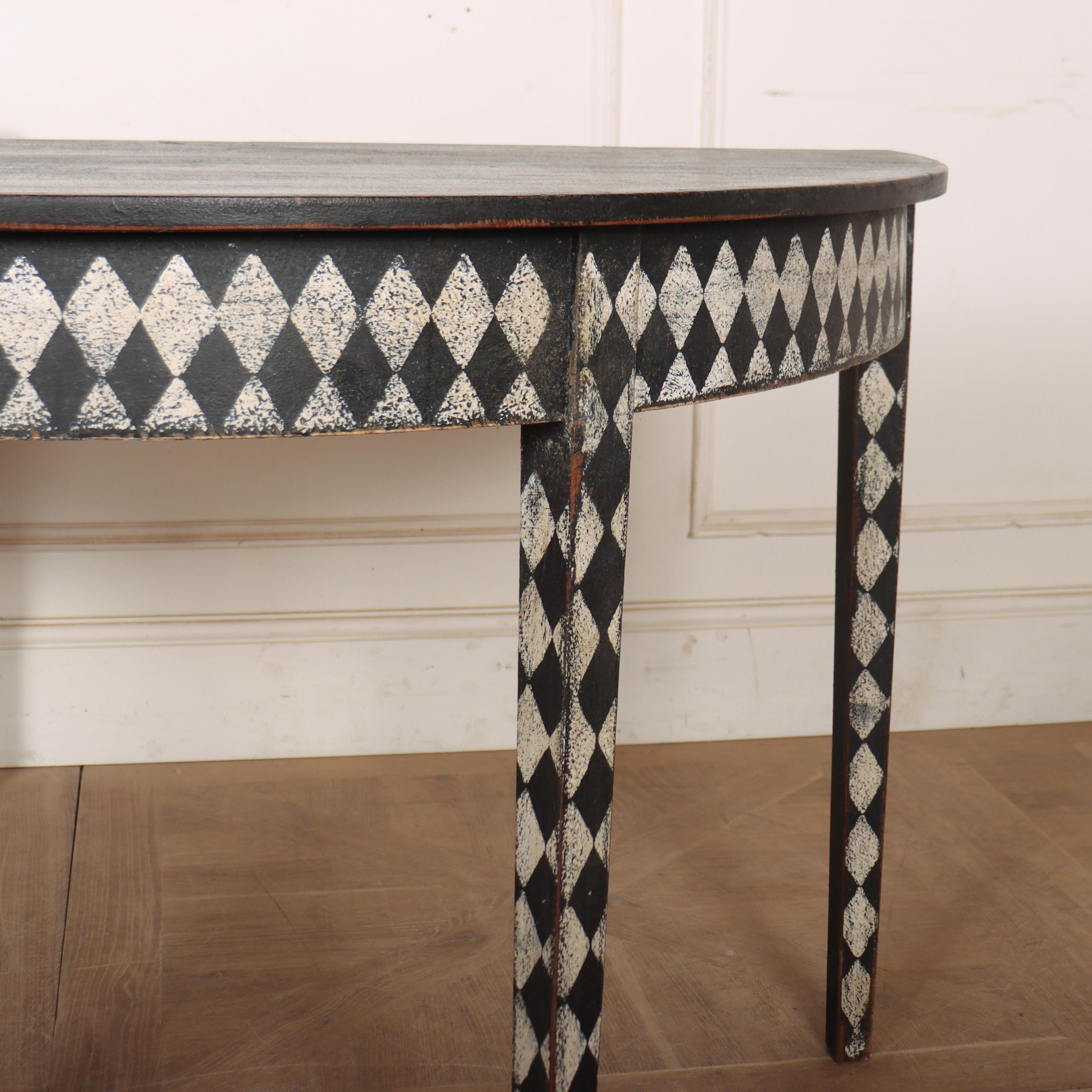 Interesting pair of 19th century English painted oak console tables. 1850. 

Code: 9165

Dimensions:
W: 48