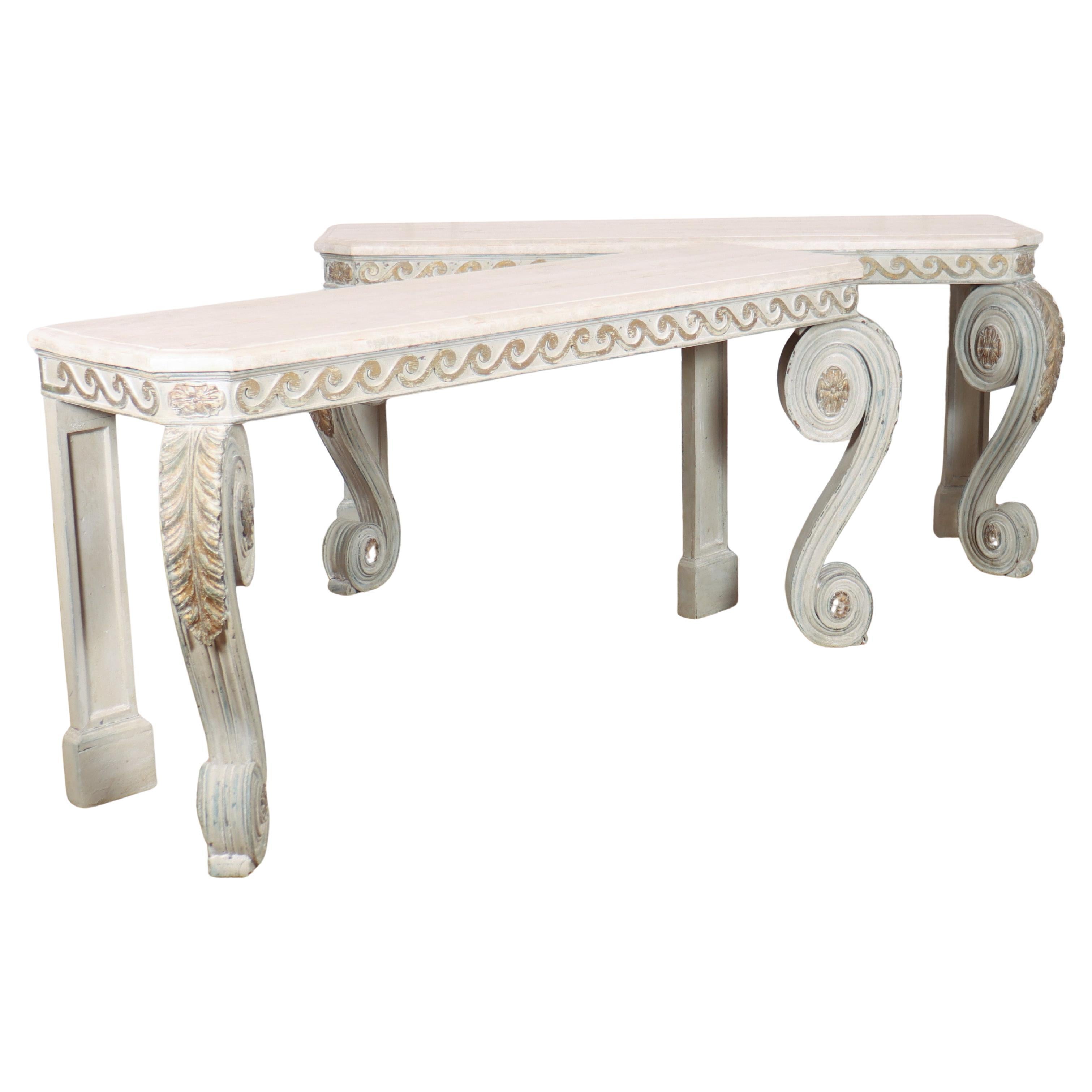 Pair of English Painted Console Tables