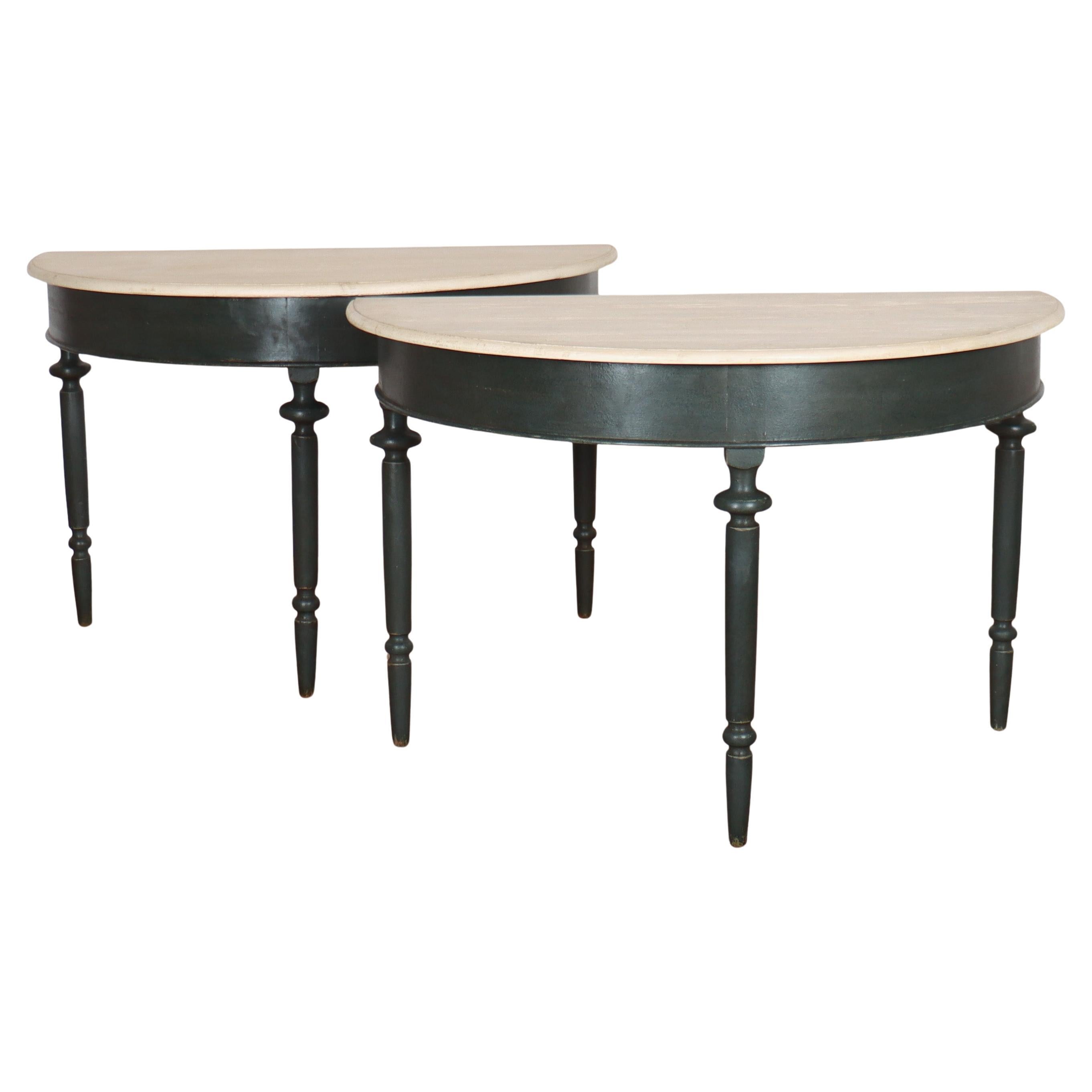 Pair of English Painted Console Tables For Sale