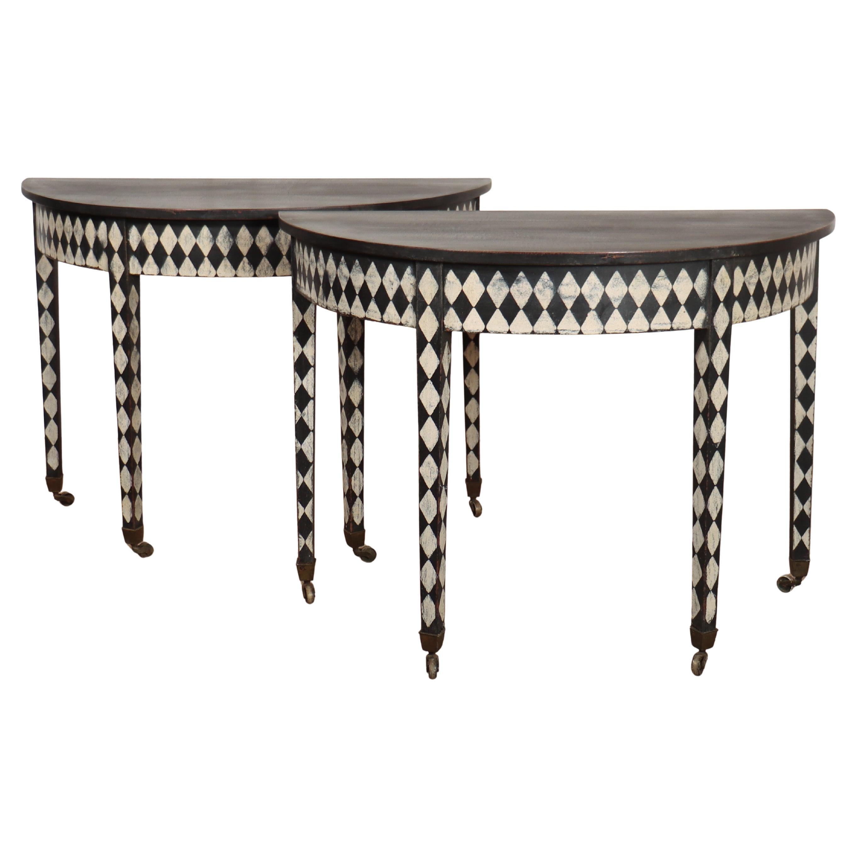 Pair of English Painted Console Tables