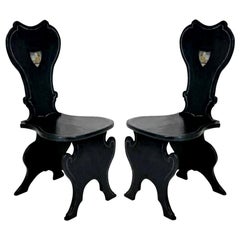 Pair of English Painted Hall Chairs