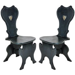 Pair of English Painted Hall Chairs