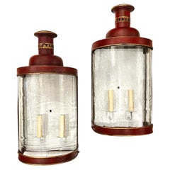Pair of English Painted Tole Lanterns