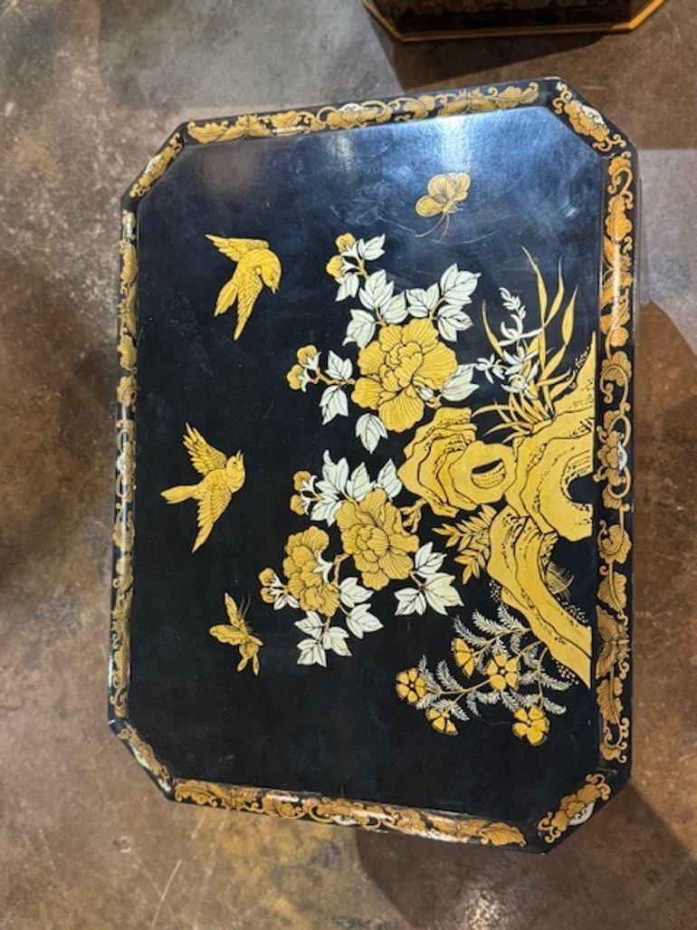 Wood Pair of English Painted Trunk Side Tables For Sale