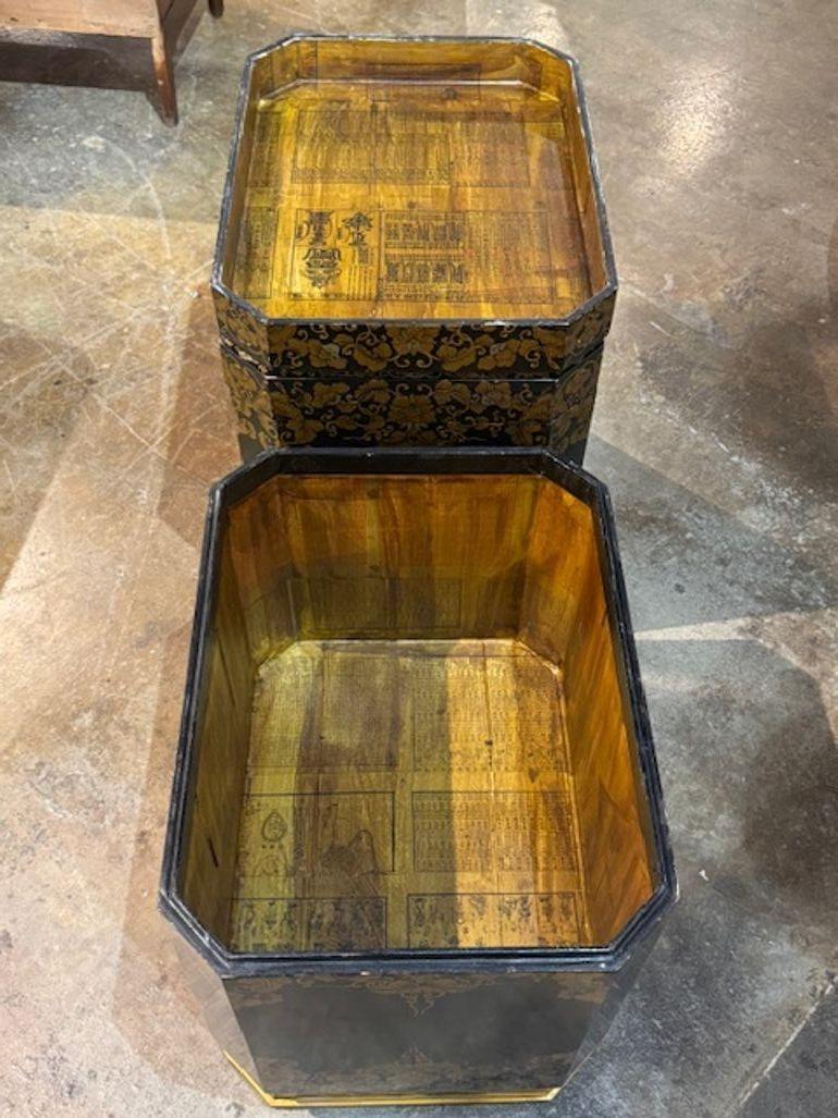Pair of English Painted Trunk Side Tables For Sale 2