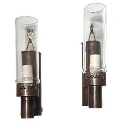 Pair of English Patinated Bronze Sconces