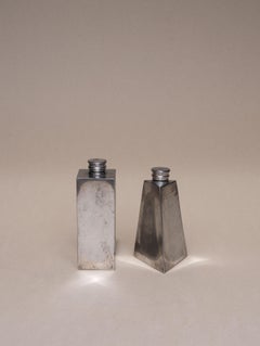 Pair of English Pewter Geometric Flasks, Sheffield, circa 1970