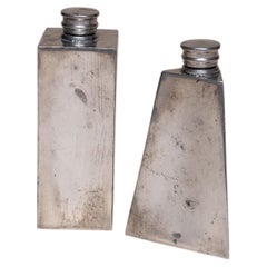 Pair of English Pewter Geometric Flasks, Sheffield, circa 1970