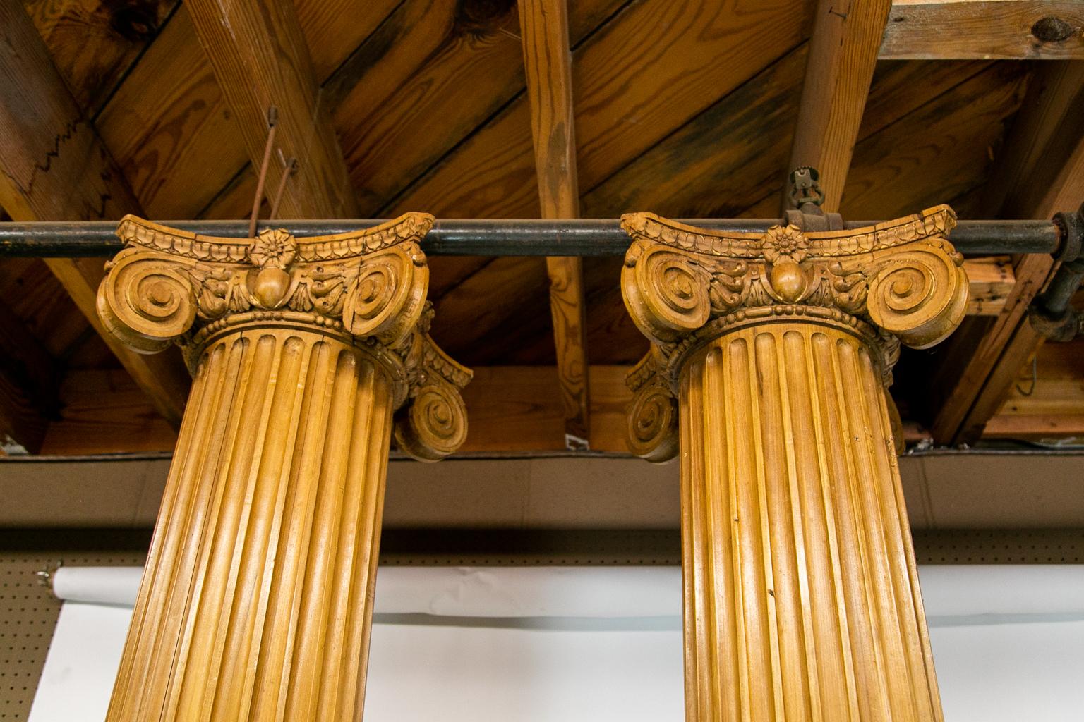 Late 19th Century Pair of English Pine Fluted Columns
