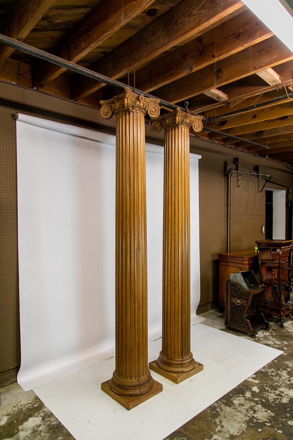 Pair of English Pine Fluted Columns 2