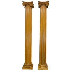 Pair of English Pine Fluted Columns