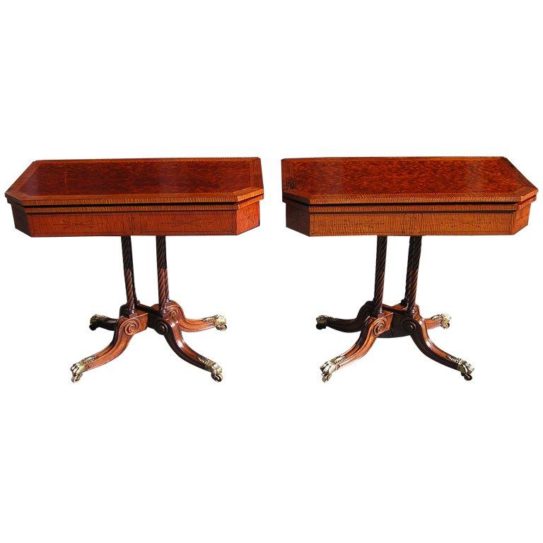 Pair of English Plumb Pudding Mahogany Game Tables. Circa 1780