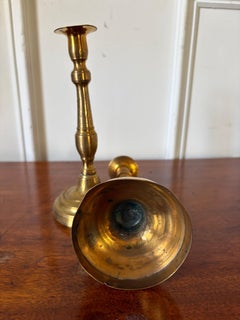 Pair of English Polished Brass Candlesticks, 19th Century