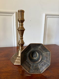 Pair of English Polished Brass Candlesticks, 19th Century