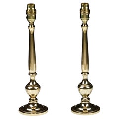 Pair of English Polished Brass Table Lamps