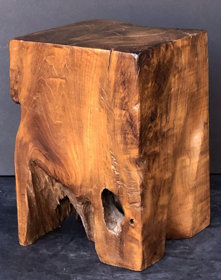 Pair of English Polished Wood Stools or Rustic Tables For Sale at 1stdibs