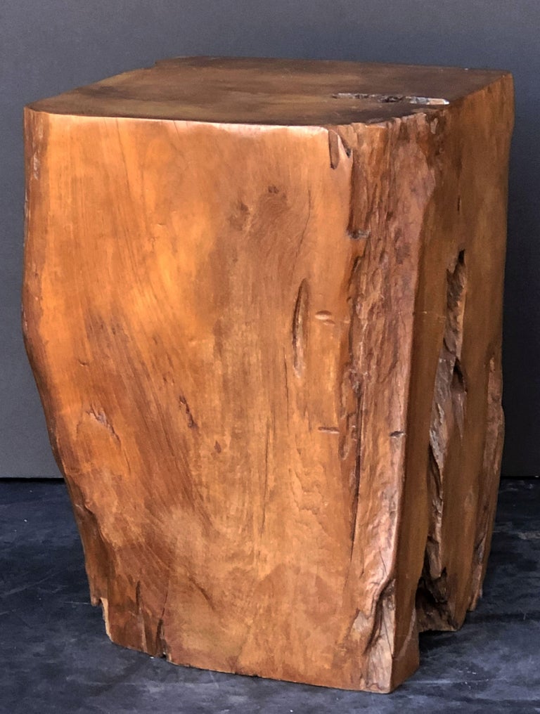 Pair of English Polished Wood Stools or Rustic Tables For Sale at 1stdibs
