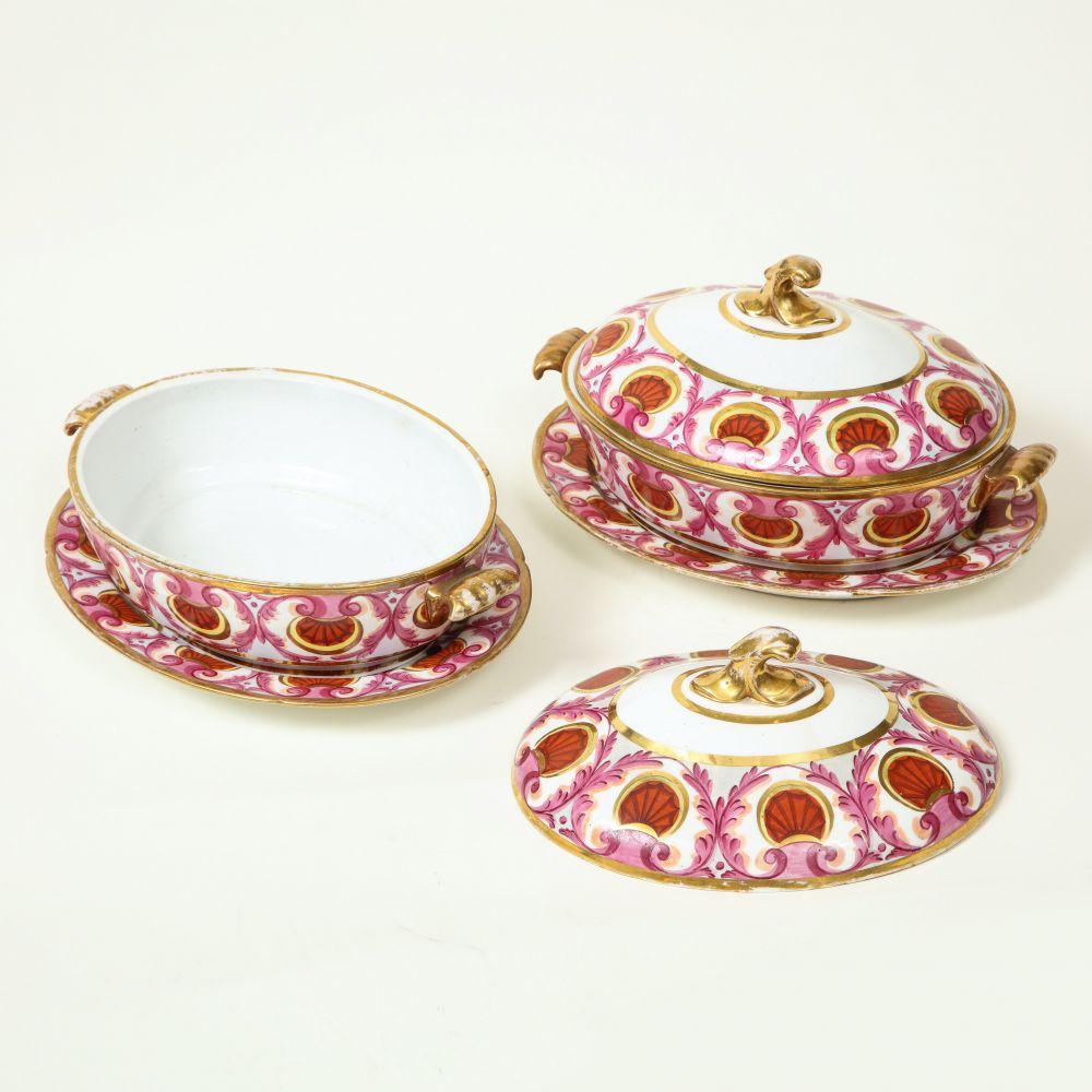 British Pair of English Porcelain Covered Tureens, Probably Coalport For Sale