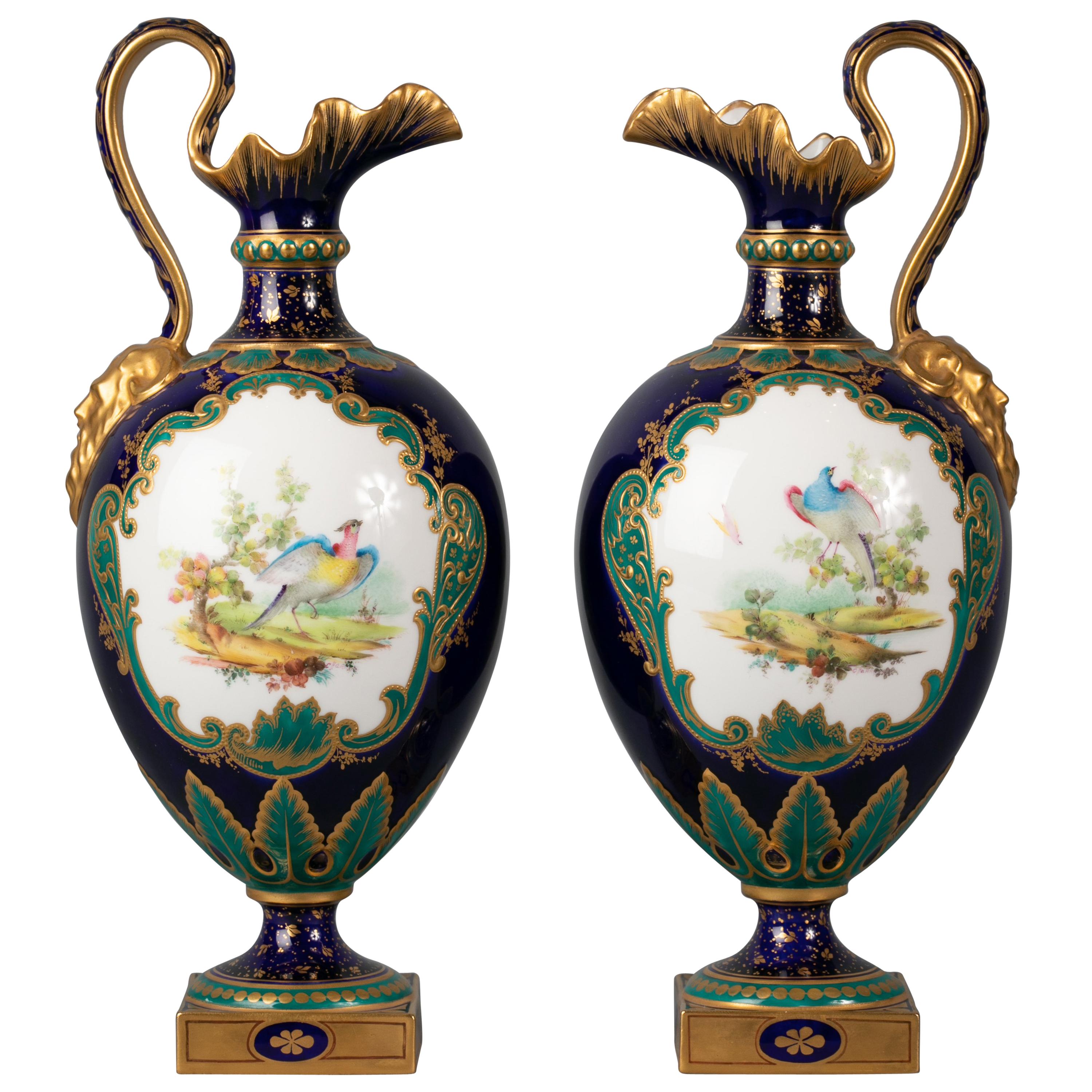 Pair of English Porcelain Ewers, Royal Crown Derby, circa 1900