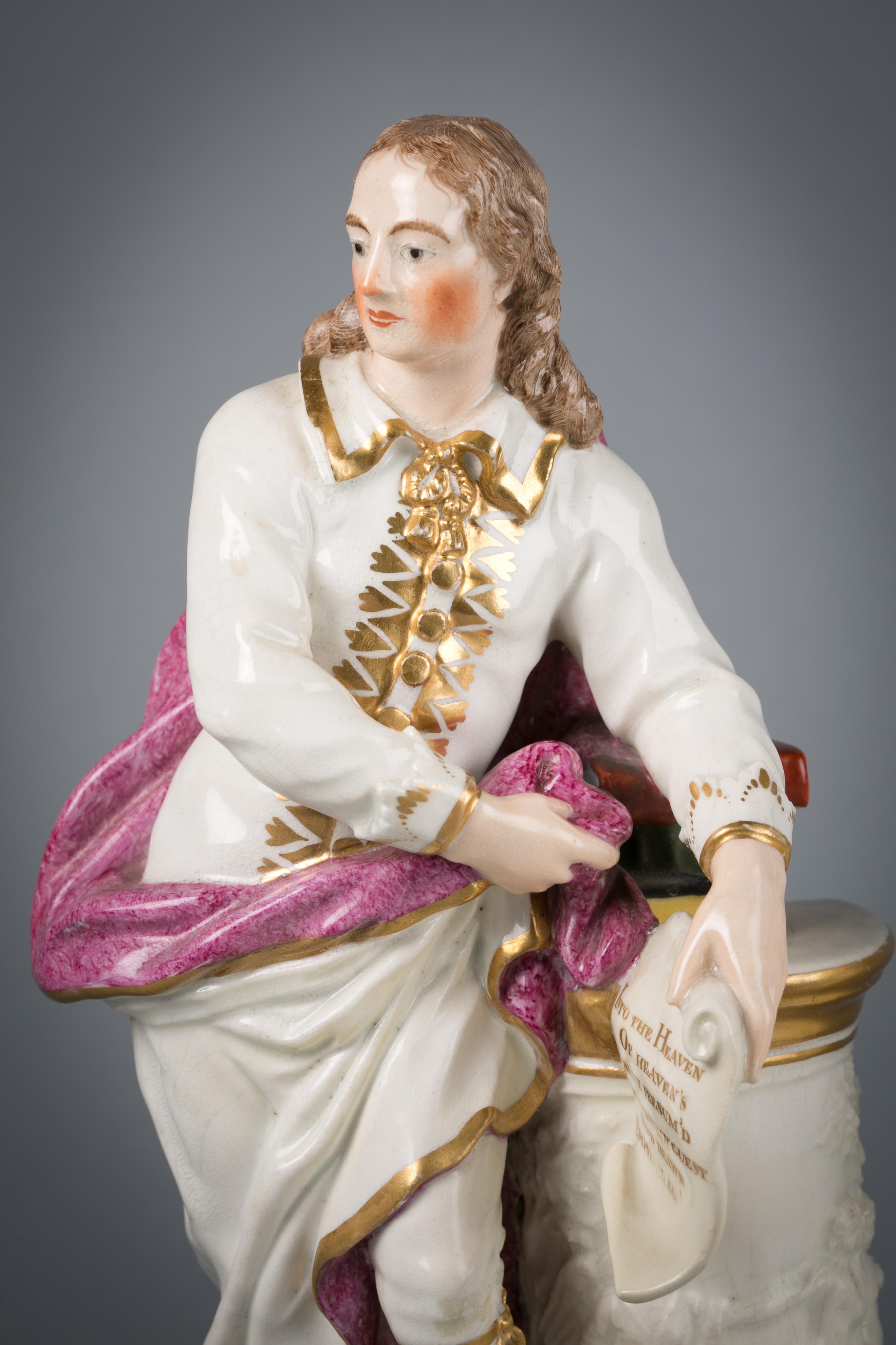 Paar englische Porzellanfiguren von Shakespeare und Milton, Derby, um 1820 im Zustand „Hervorragend“ im Angebot in New York, NY