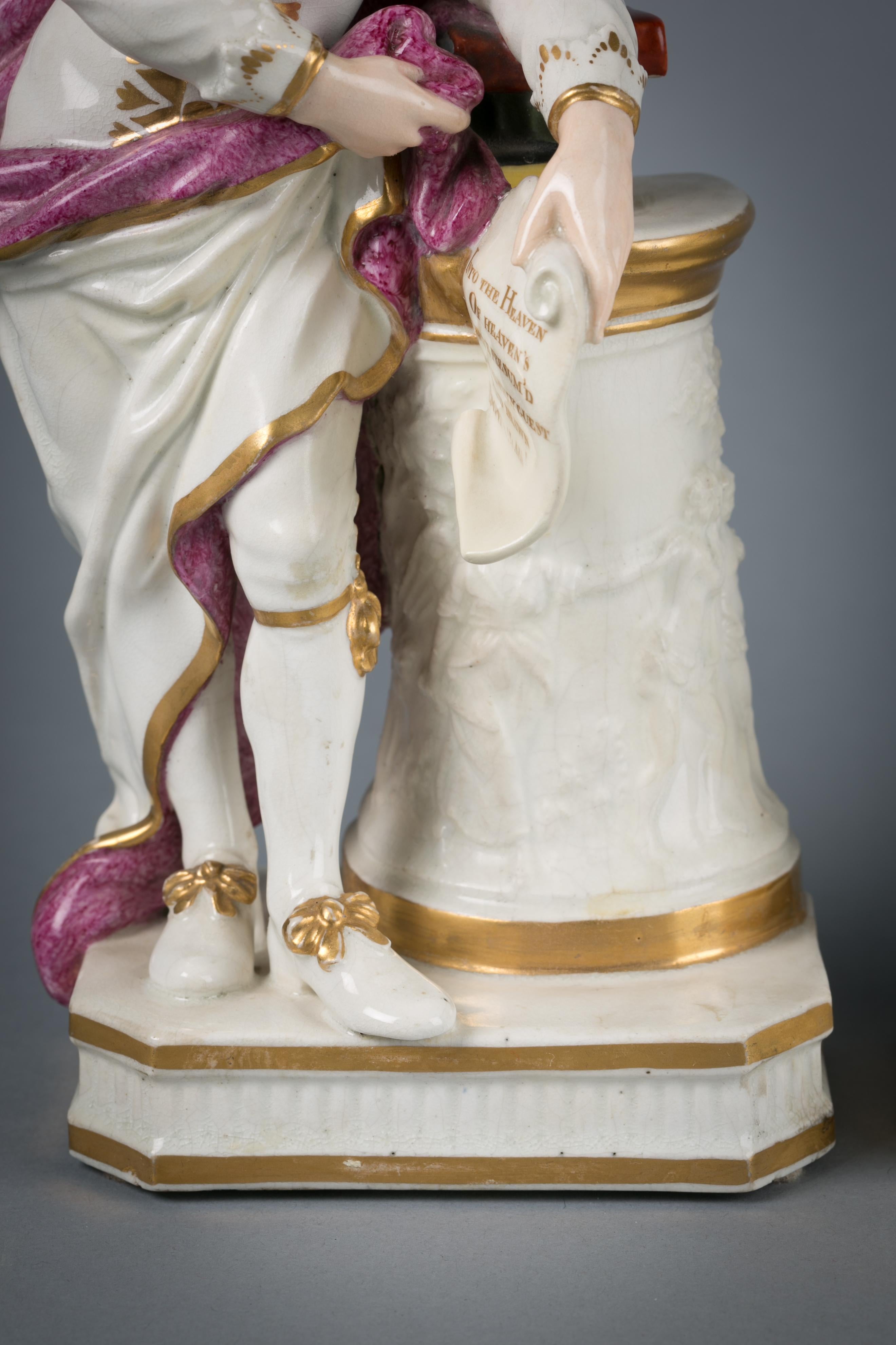 Early 19th Century Pair of English Porcelain Figures of Shakespeare and Milton, Derby, circa 1820 For Sale