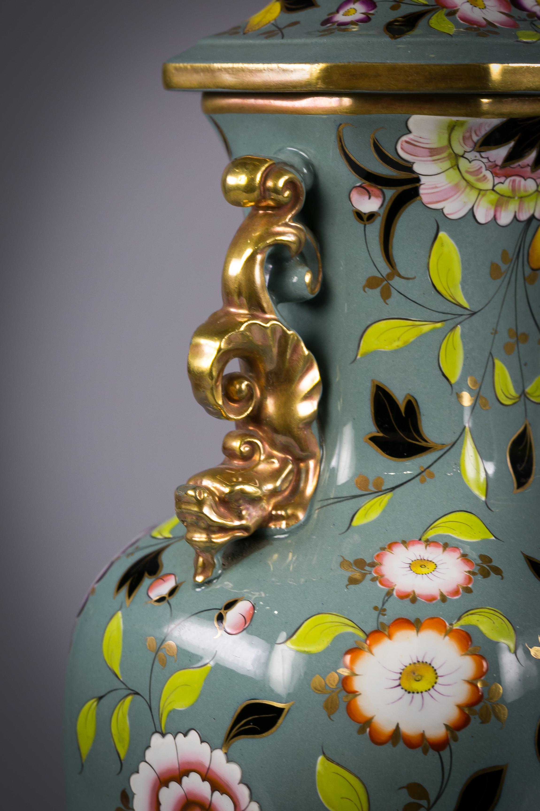 Paar englische Porzellanlampen „Mason's Stoneware“, um 1820 (Britisch) im Angebot