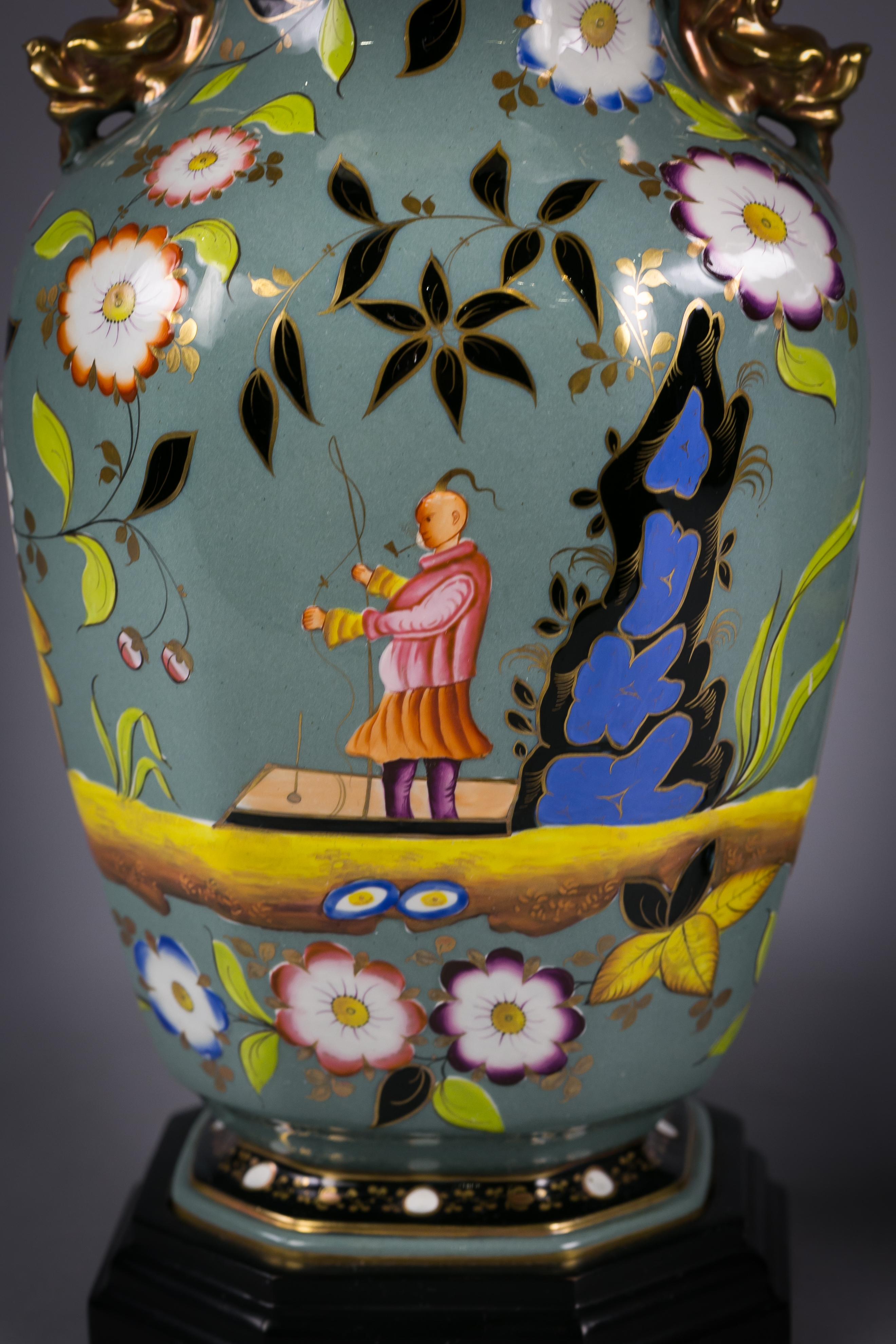 Paar englische Porzellanlampen „Mason's Stoneware“, um 1820 im Zustand „Gut“ im Angebot in New York, NY