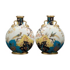 Pair of English Porcelain Moon Flasks, Minton, circa 1880