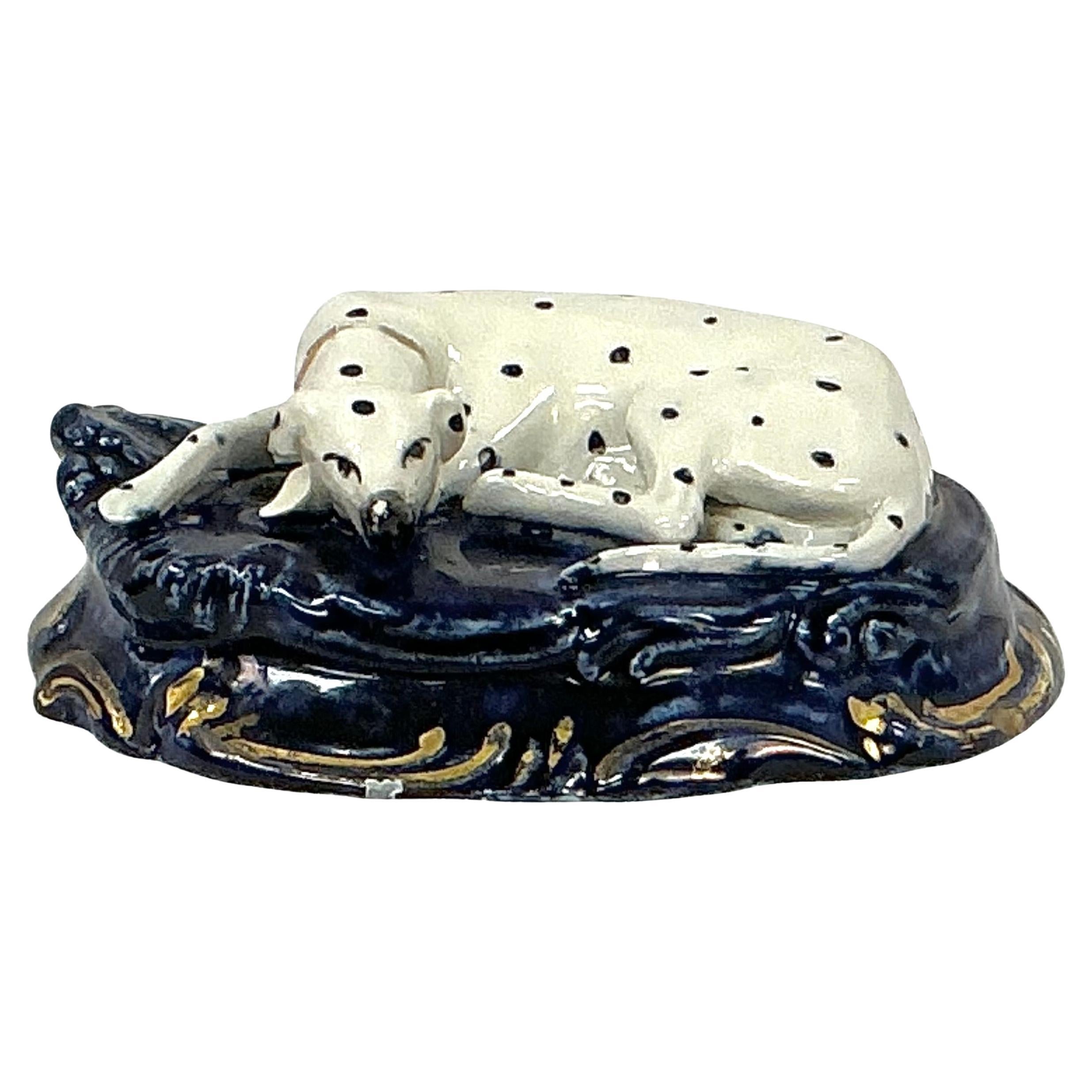 Pair of English Porcelain Staffordshire Dalmatian Dog Figurines In Good Condition For Sale In Bradenton, FL