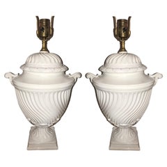 Antique Pair of English Porcelain Table Lamps