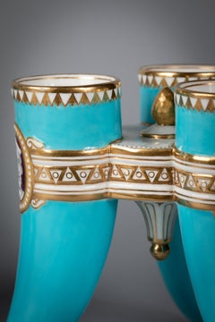 Pair of English Porcelain Three-Footed Vases, Minton, Dated 1865