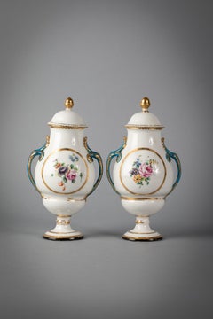 Pair of English Porcelain Two Handled Covered Vases, Derby, circa 1770