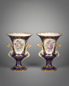 Pair of English Porcelain Two-Handled Vases, Coalport, circa 1820