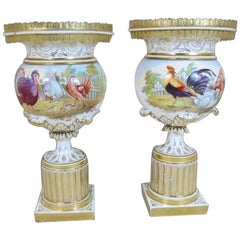 Pair of English 'Possibly Minton' Porcelain Hand-Painted Vases