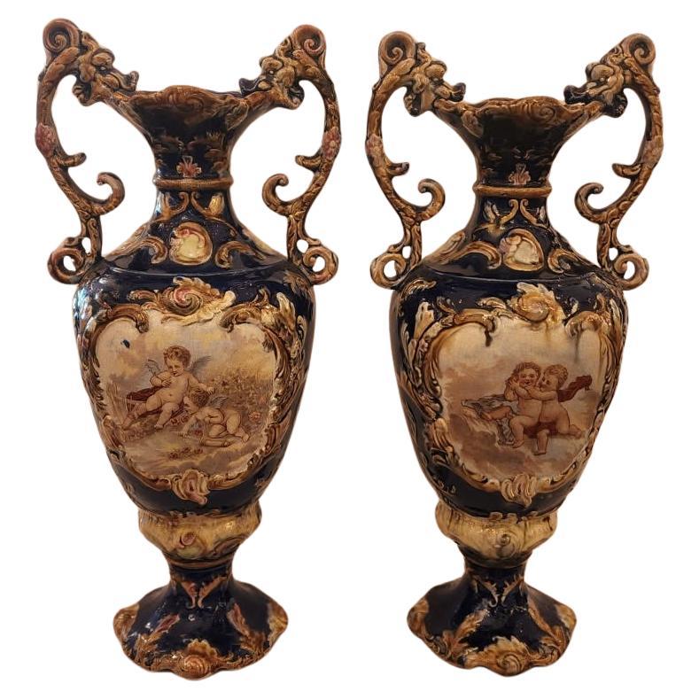 Coppia di urne in ceramica inglese