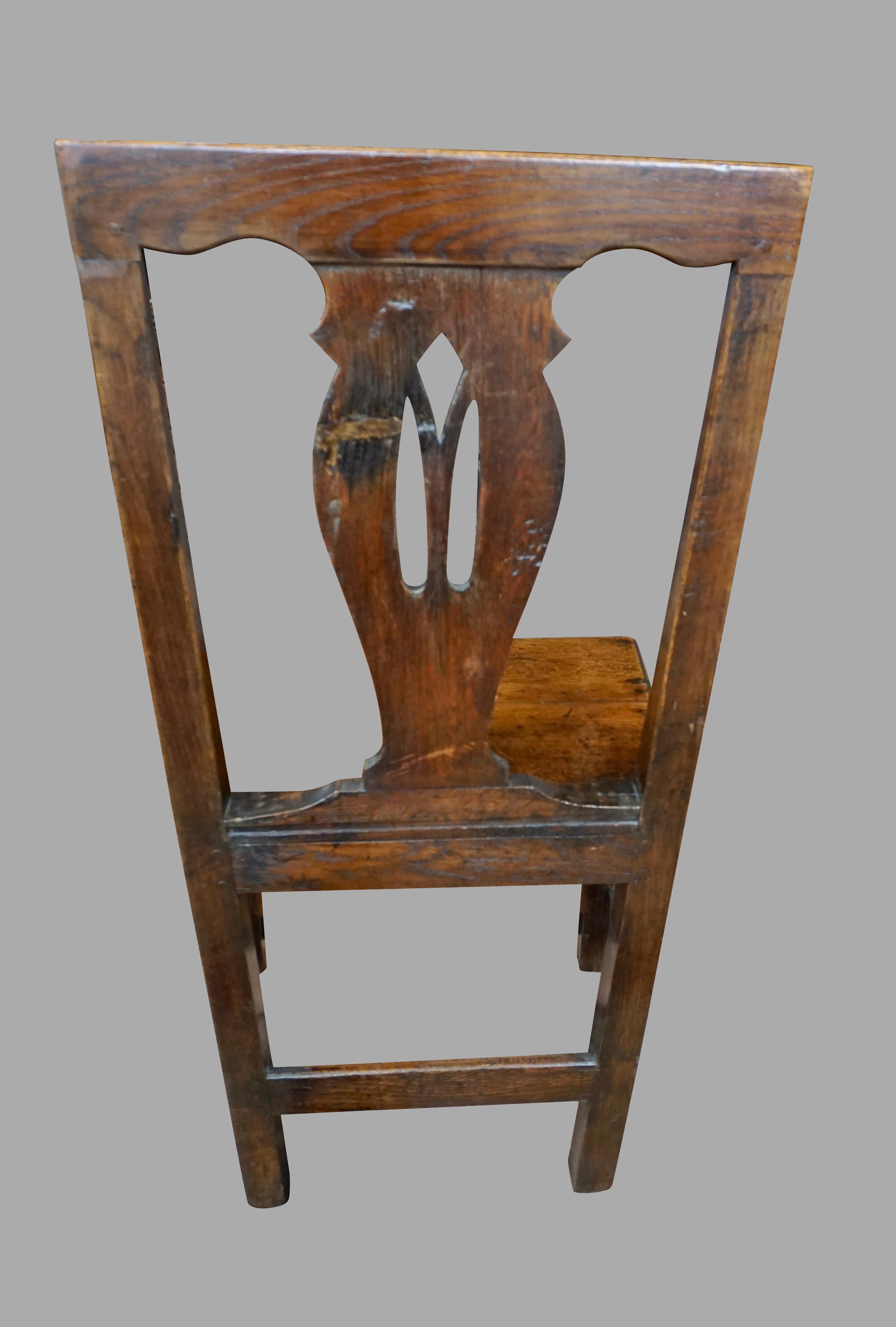 Mid-18th Century Pair of English Provincial Mid-Georgian Period Oak Side Chairs