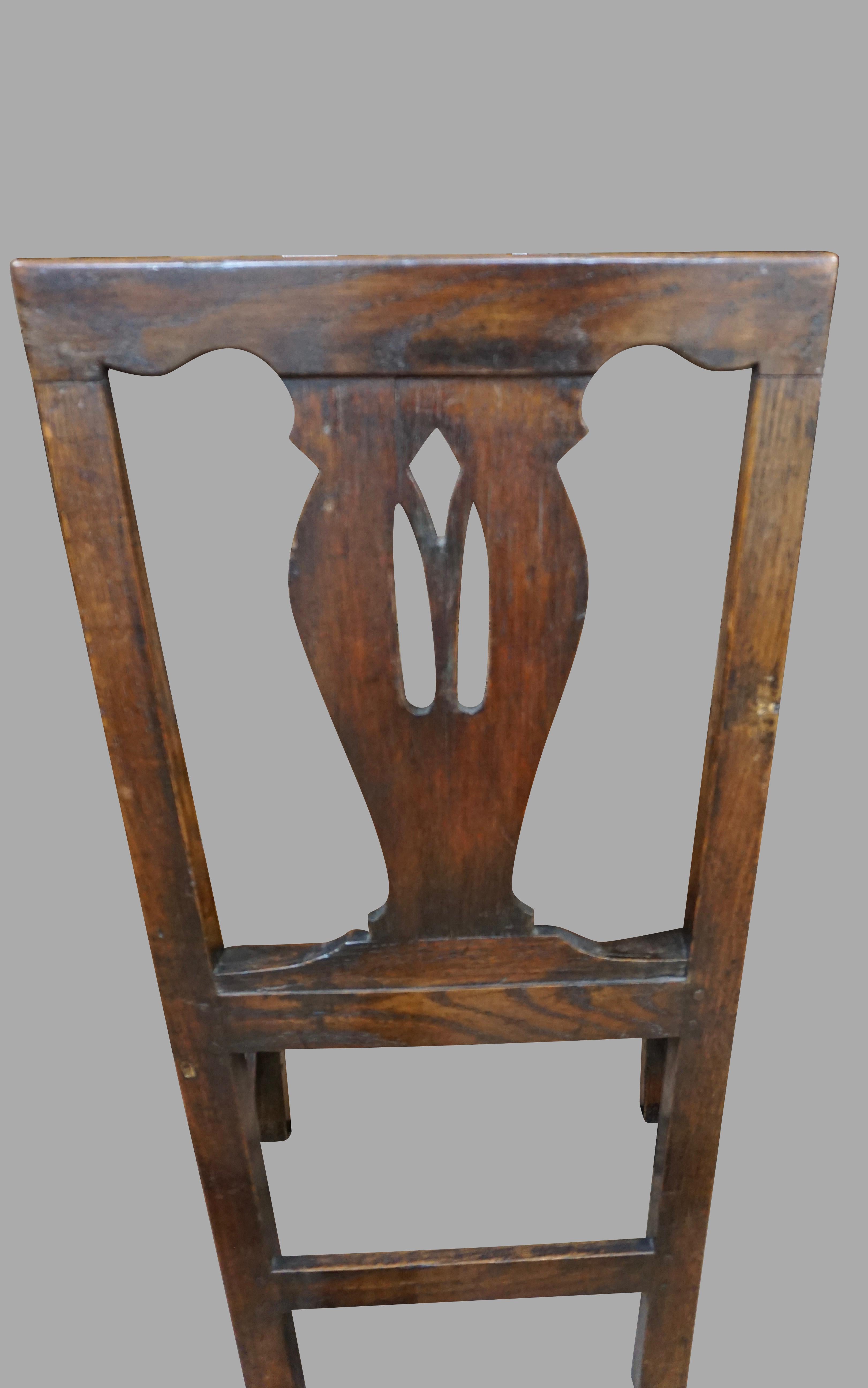 Pair of English Provincial Mid-Georgian Period Oak Side Chairs 1