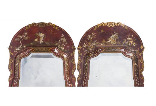 Paar Englische Spiegel Im Queen Anne Stil Mit Japanlack Bei 1stdibs