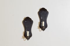 Pair of English Queen Anne Style Painted Tole and Brass 1-arm Sconces, ca. 1925