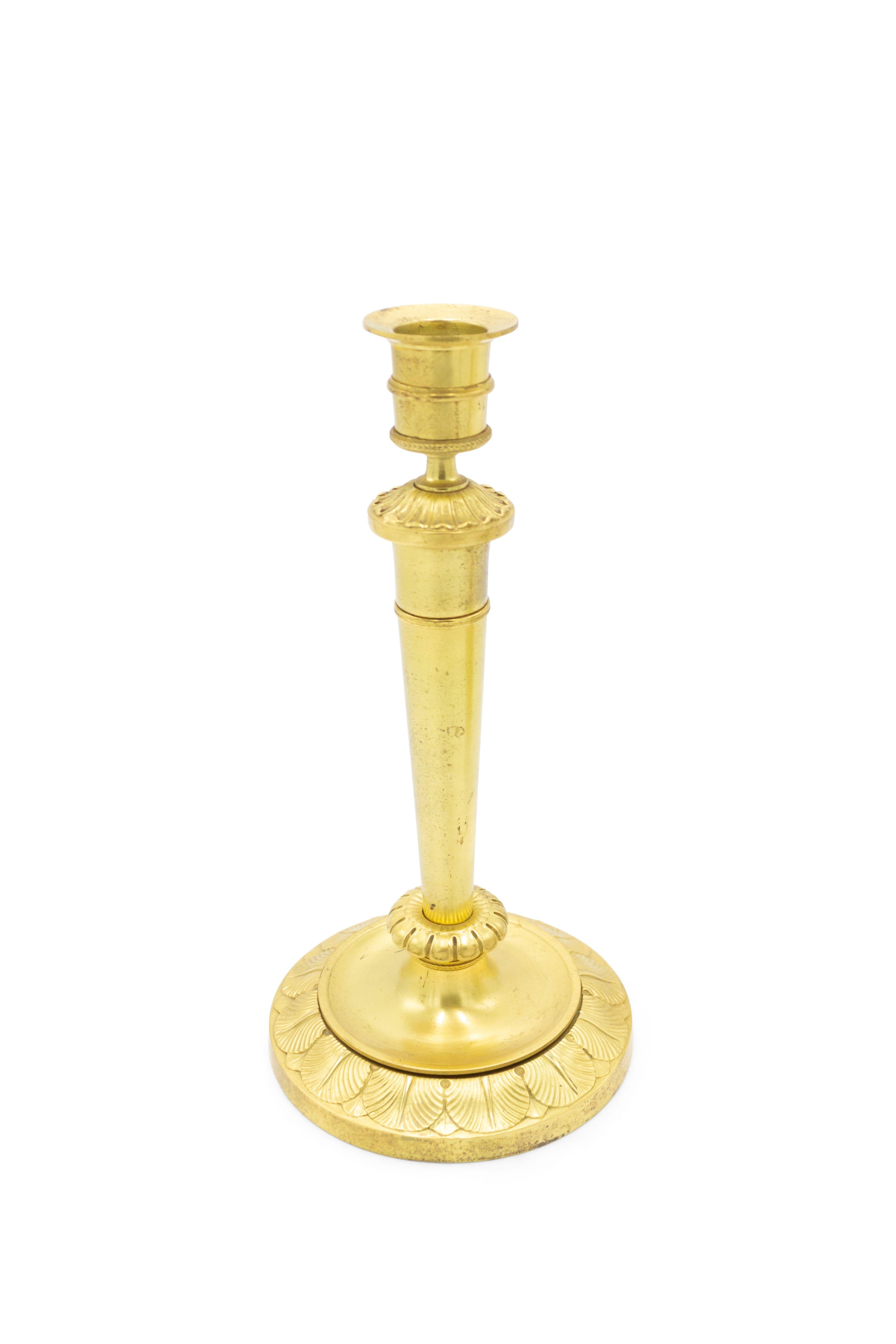 Regency Pair of English Recency Bronze Dore Candlesticks For Sale