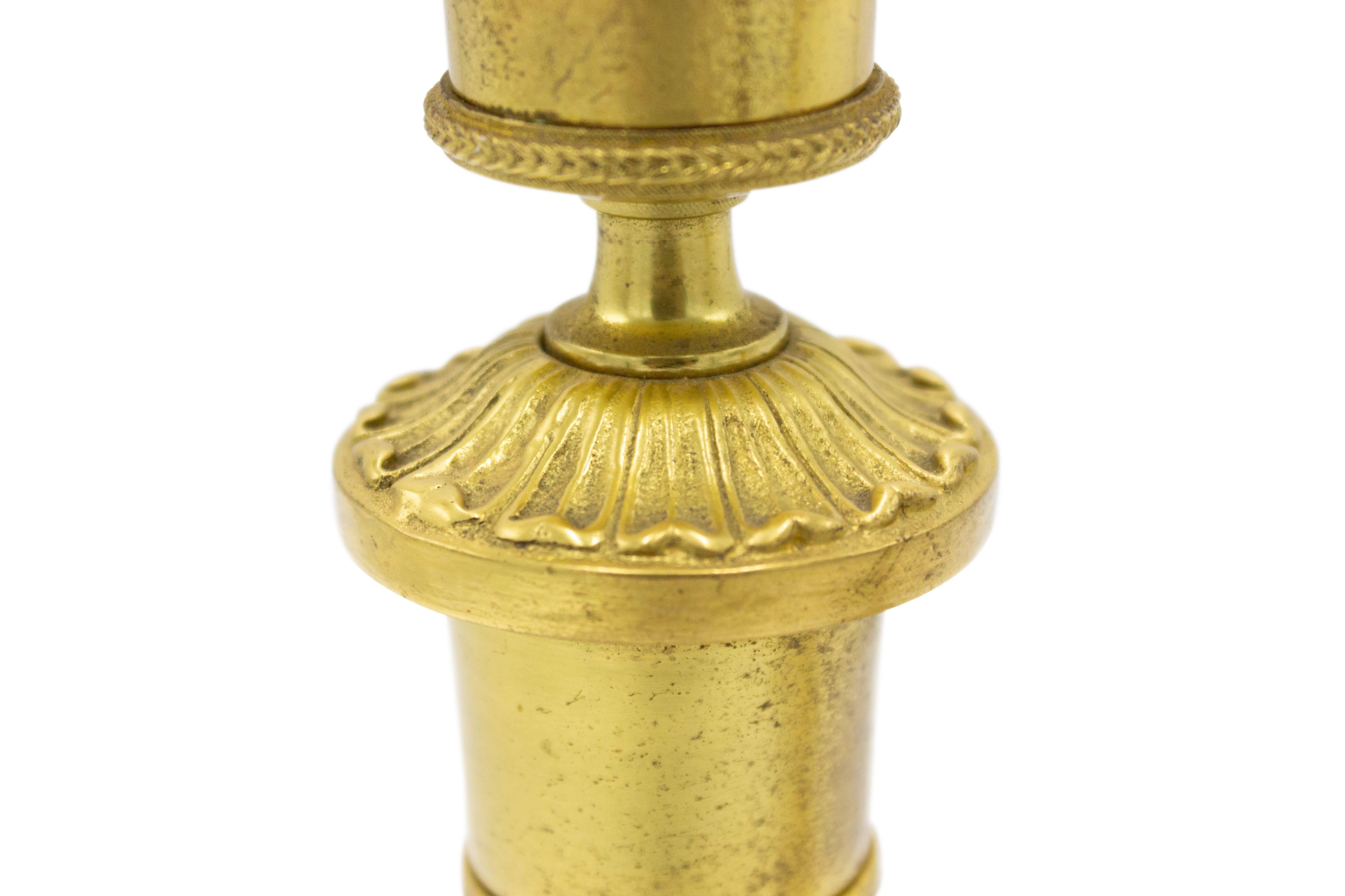 British Pair of English Recency Bronze Dore Candlesticks For Sale