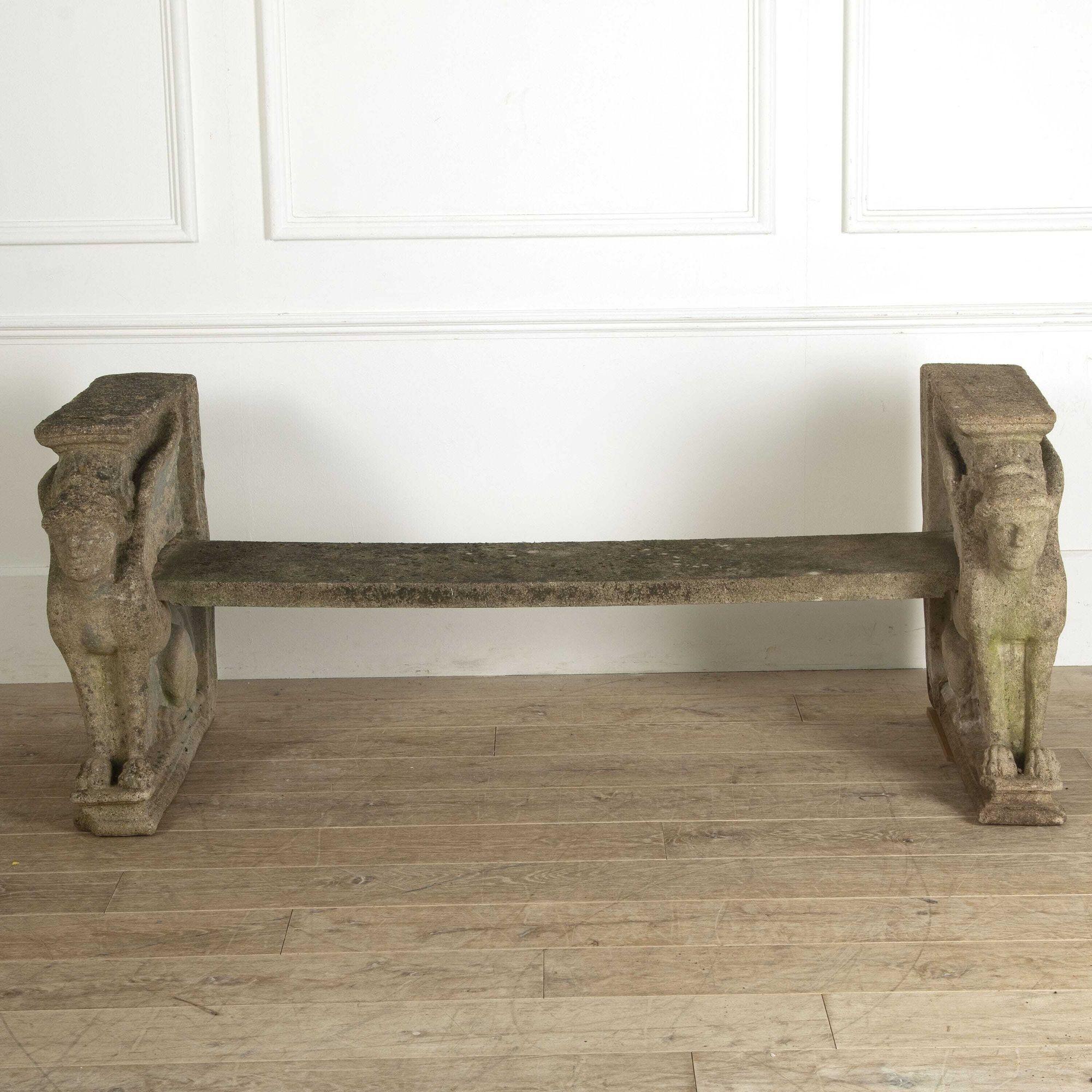 Country Pair of English Reconstituted Stone Garden Benches