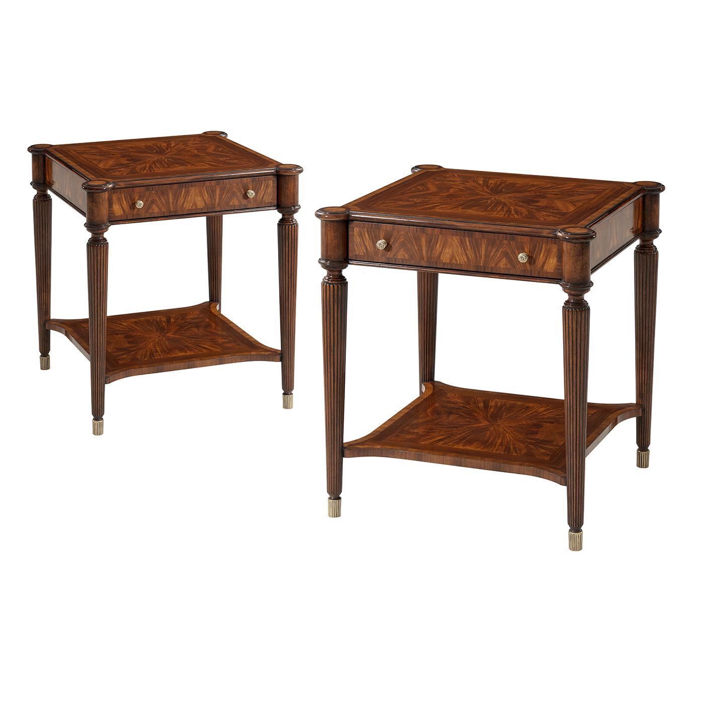 Pair of English Reeded Leg End Tables