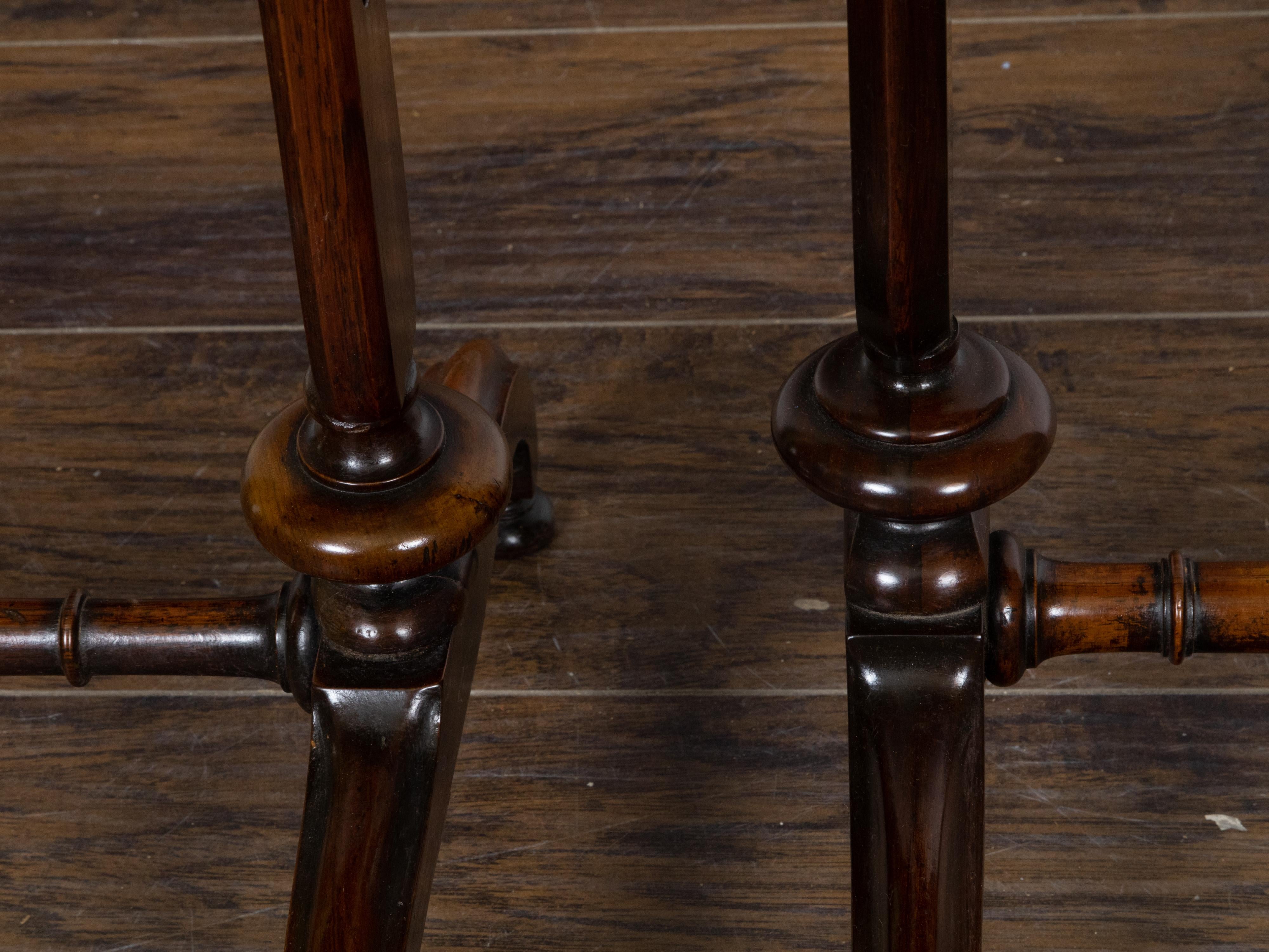 Pair of English Regency 19th Century Console Tables with Veneered Tops For Sale 8