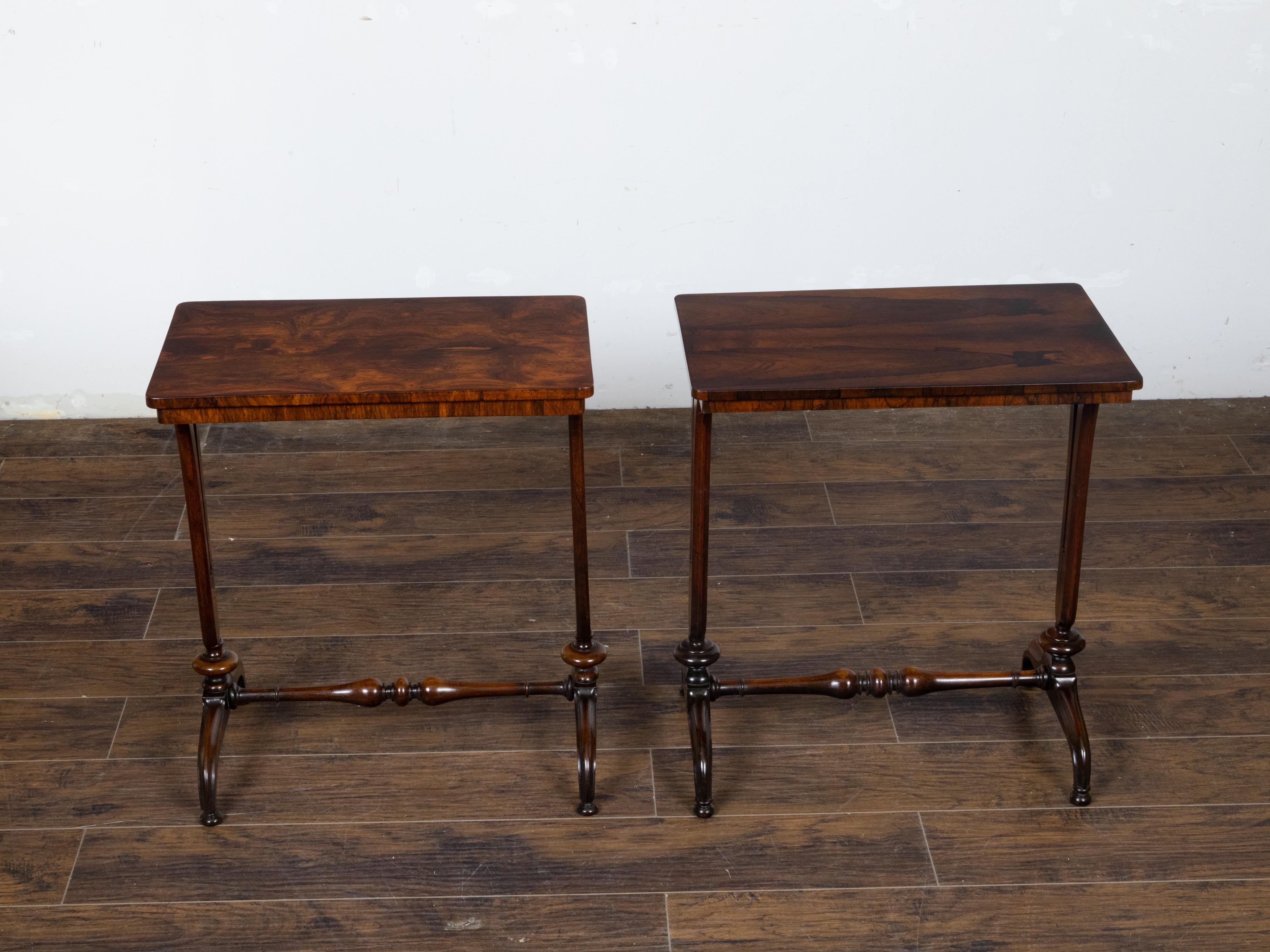 Wood Pair of English Regency 19th Century Console Tables with Veneered Tops For Sale