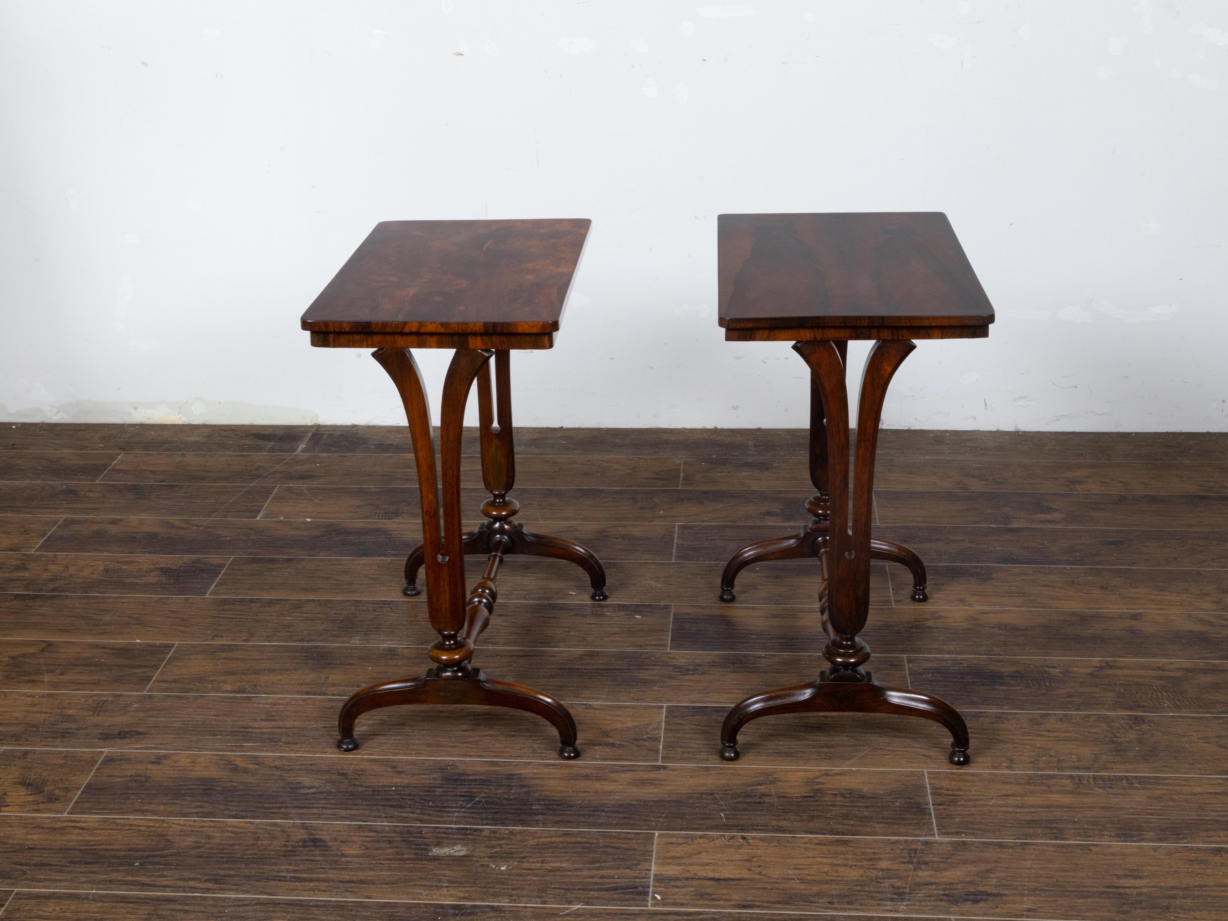 Pair of English Regency 19th Century Console Tables with Veneered Tops For Sale 2