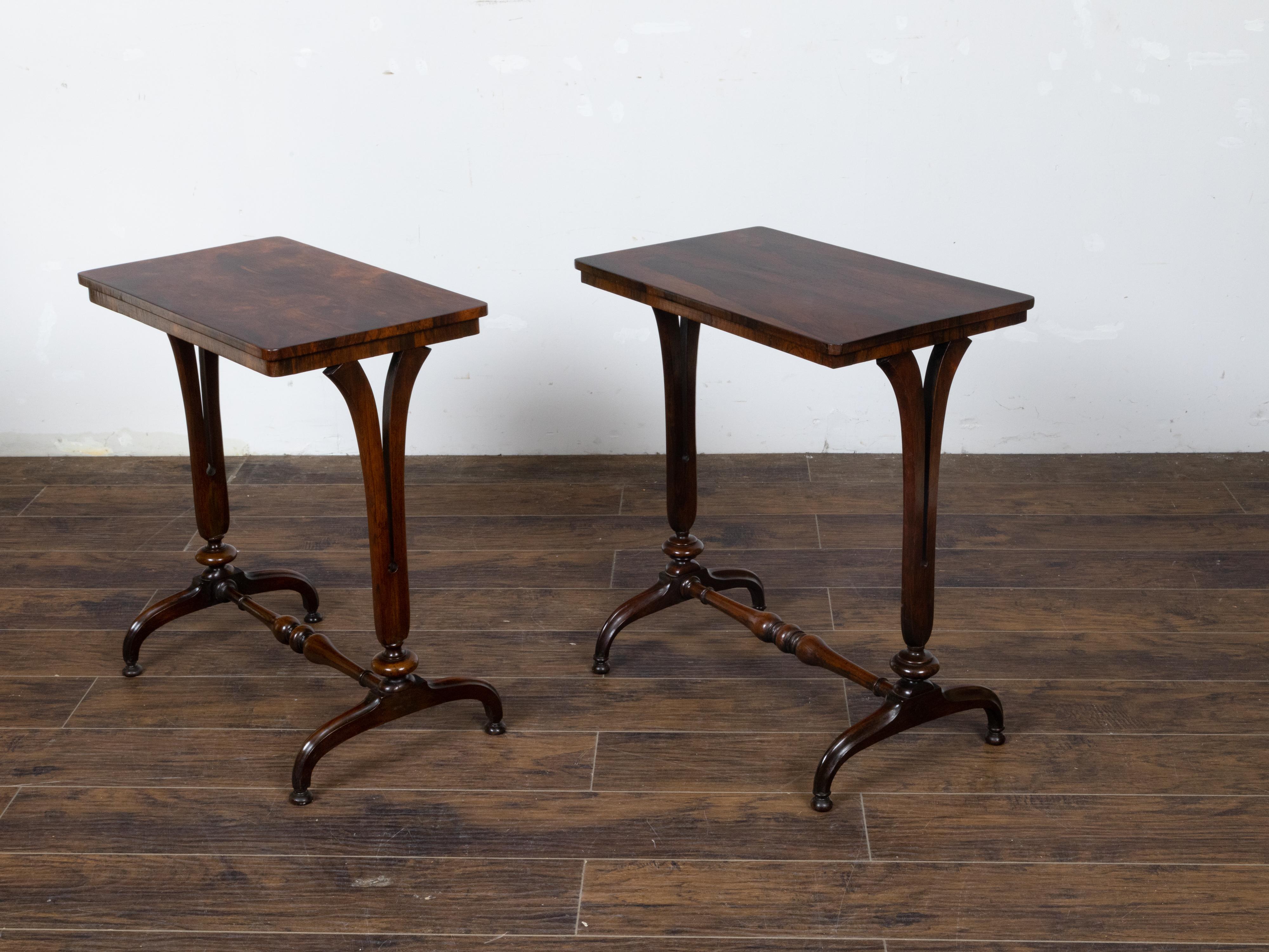 Pair of English Regency 19th Century Console Tables with Veneered Tops For Sale 3