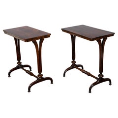 Antique Pair of English Regency 19th Century Console Tables with Veneered Tops