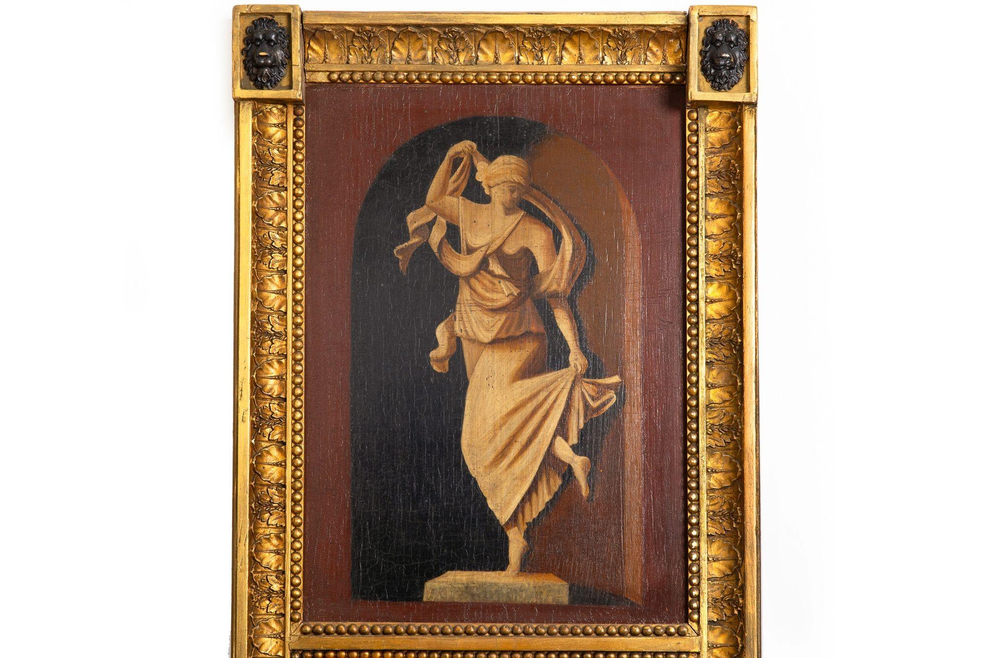 COPPIA DI SPECCHIERE PARCEL DORATE DELLA REGGENZA CON PANNELLI DIPINTI A GRISAGLIA
Inghilterra, 1810-30 circa

74 7/8